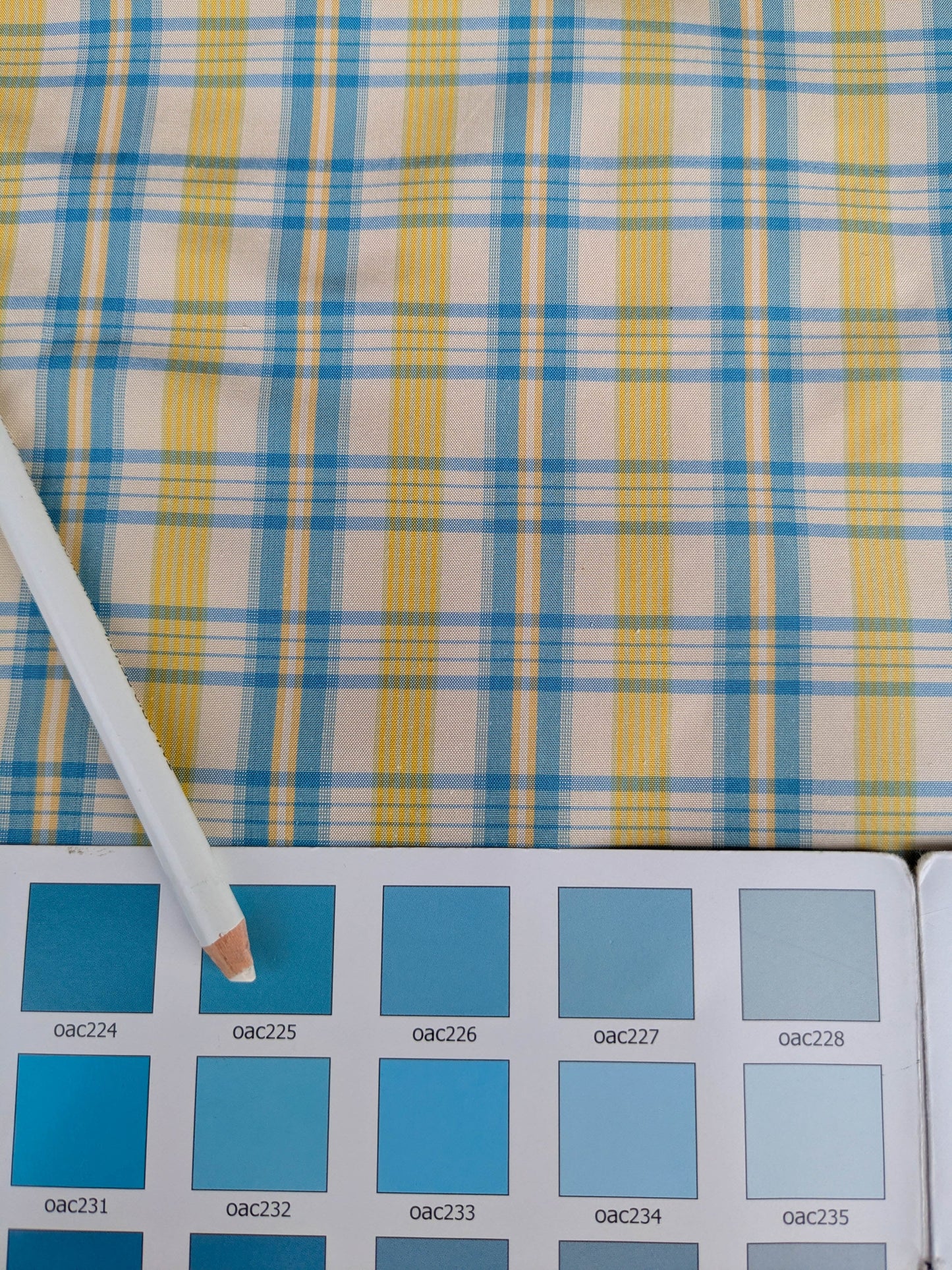 Coraggio Silk Taffeta Plaid Fabric - Yellow Blue White - By The Yard