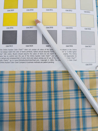 Coraggio Silk Taffeta Plaid Fabric - Yellow Blue White - By The Yard