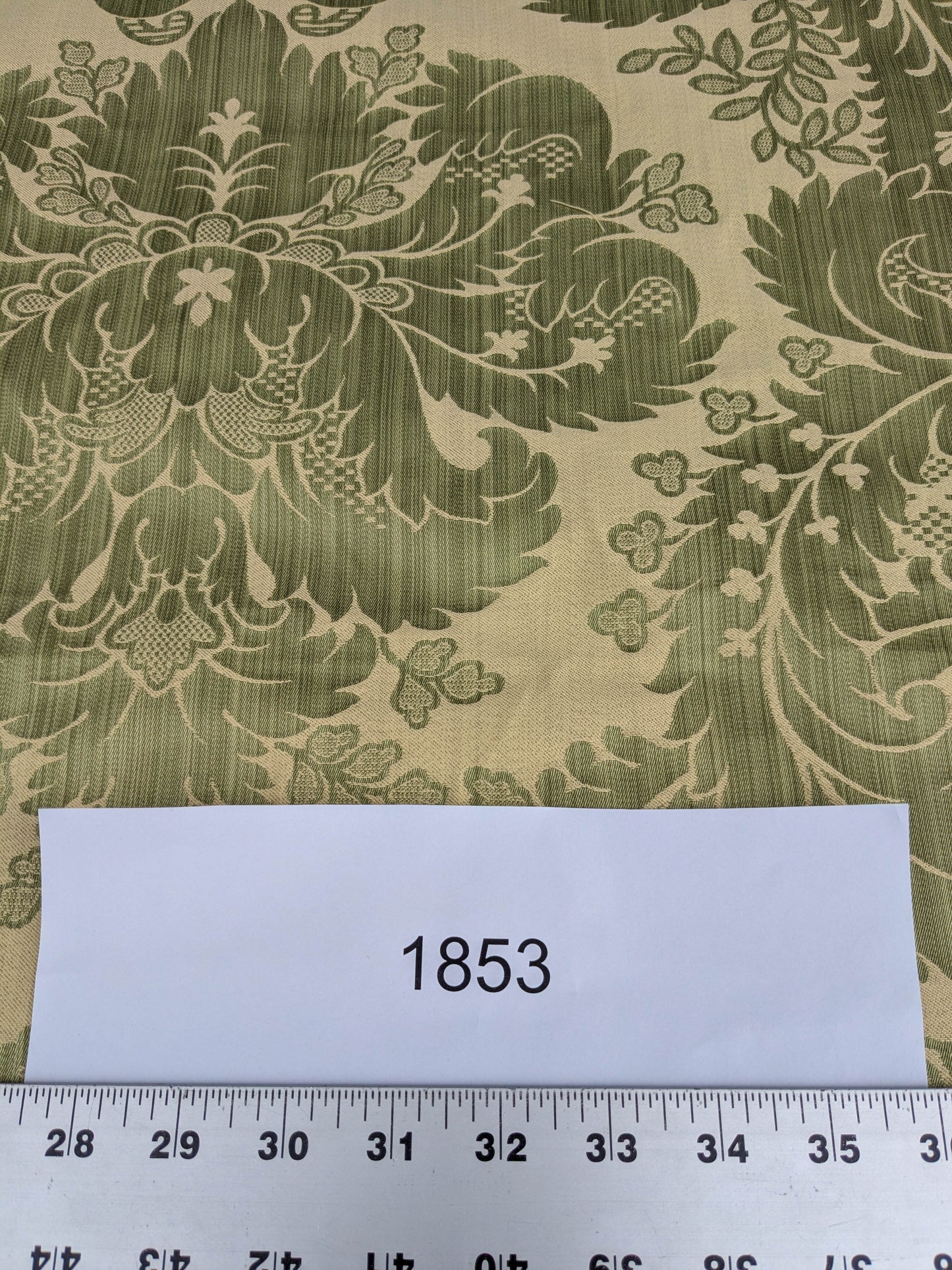 Bach Piano Salon Damask Renaissance Cotton Fabric  - Green - By The Yard