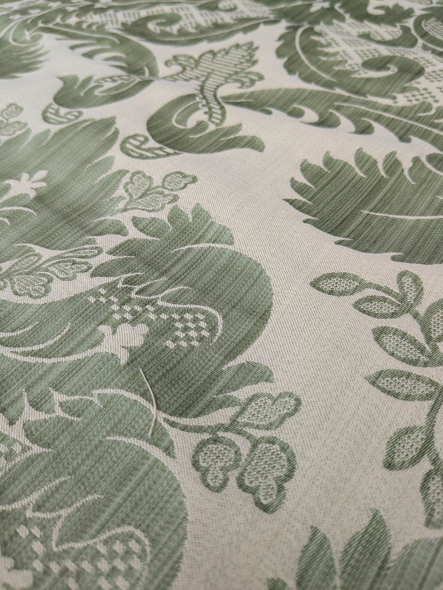 Bach Piano Salon Damask Renaissance Cotton Fabric  - Green - By The Yard
