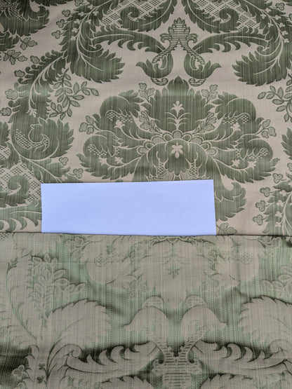 Bach Piano Salon Damask Renaissance Cotton Fabric  - Green - By The Yard