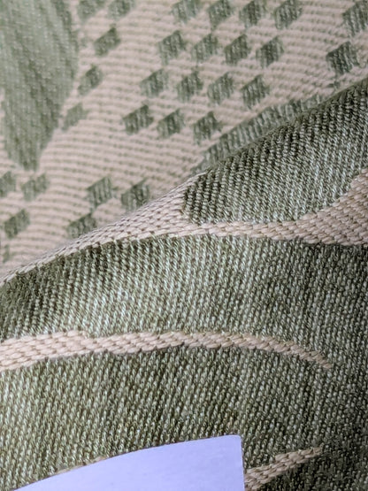Bach Piano Salon Damask Renaissance Cotton Fabric  - Green - By The Yard
