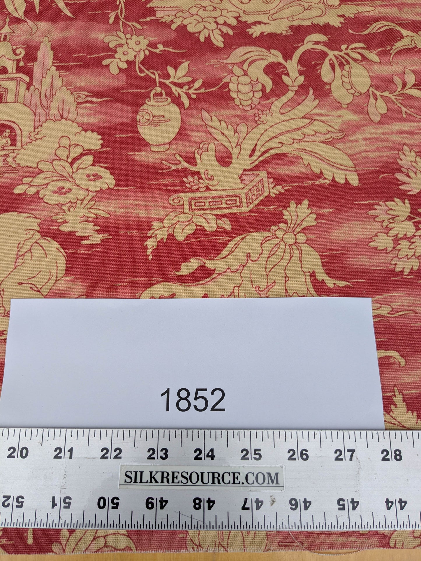 Printemps de Chinoise Chintz Garden Landscape Figure Rose Fabric -Pink Red Gold - By The Yard