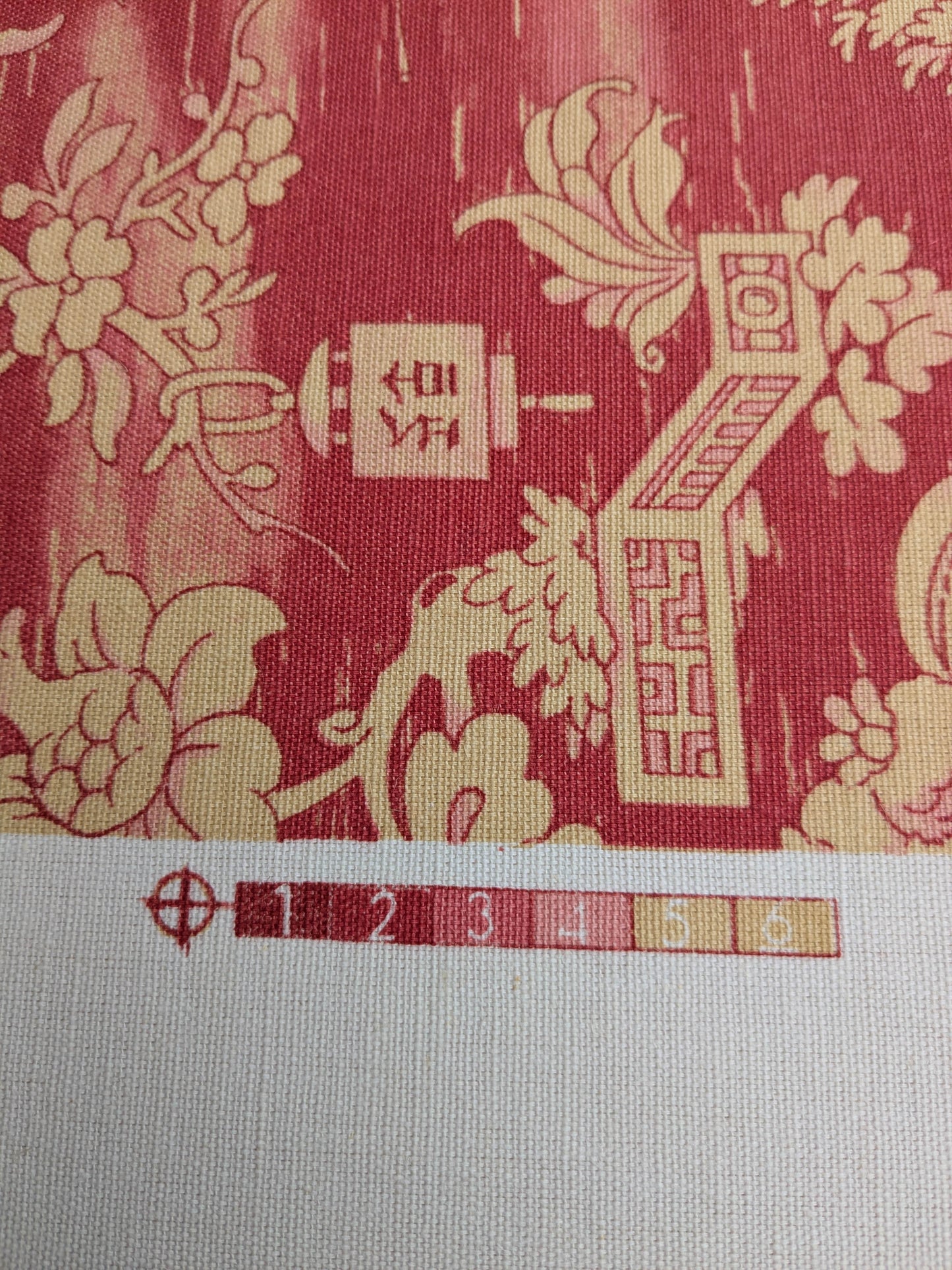 Printemps de Chinoise Chintz Garden Landscape Figure Rose Fabric -Pink Red Gold - By The Yard