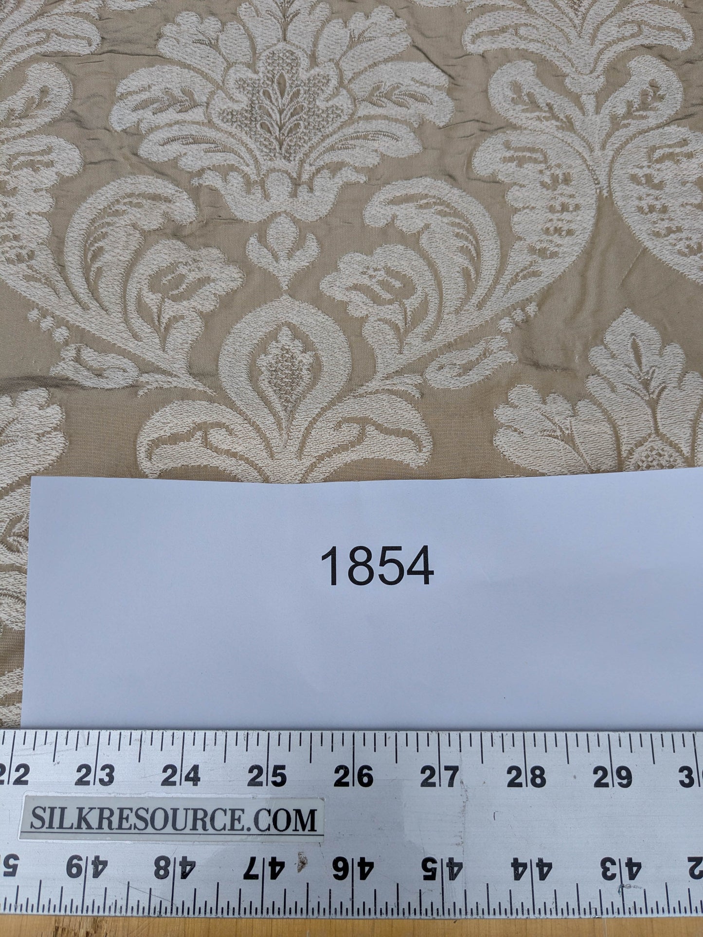 Lovelace Embroidery Renaissance Damask Silk Faille Fabric - Flax Cream - By The Yard