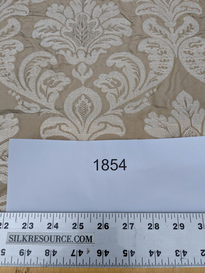 Lovelace Embroidery Renaissance Damask Silk Faille Fabric - Flax Cream - By The Yard