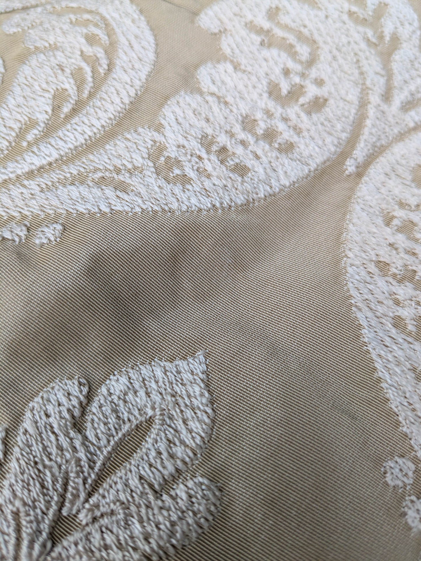 Lovelace Embroidery Renaissance Damask Silk Faille Fabric - Flax Cream - By The Yard