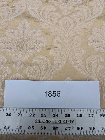 Lovelace Embroidery Renaissance Damask Silk Faille Fabric - Light Gold - By The Yard