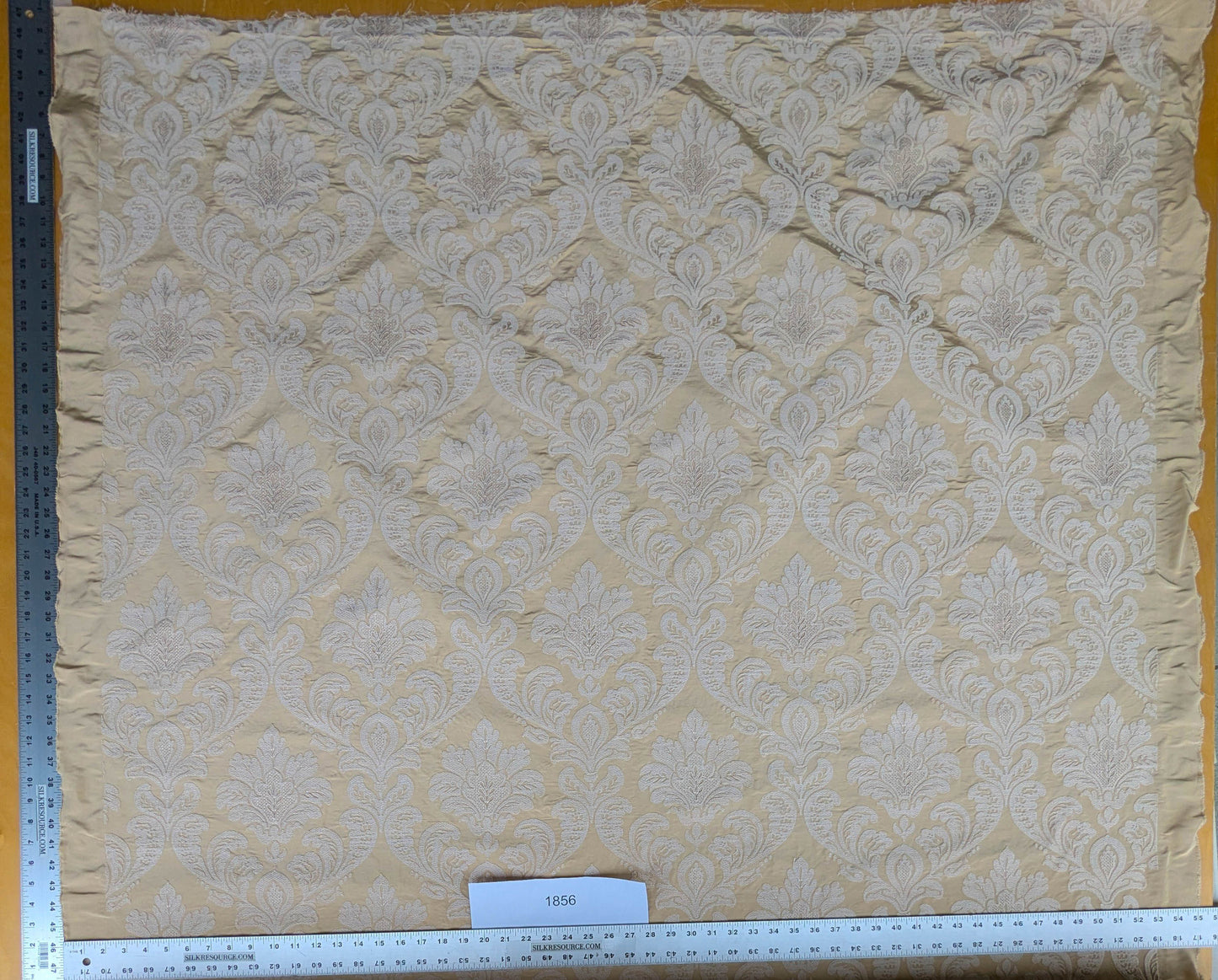 Lovelace Embroidery Renaissance Damask Silk Faille Fabric - Light Gold - By The Yard