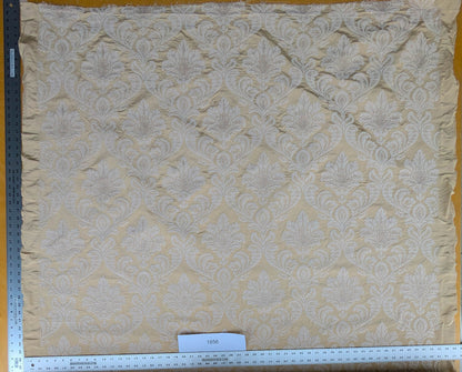 Lovelace Embroidery Renaissance Damask Silk Faille Fabric - Light Gold - By The Yard