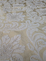 Lovelace Embroidery Renaissance Damask Silk Faille Fabric Light Gold  By The Yard Exceptional Weight