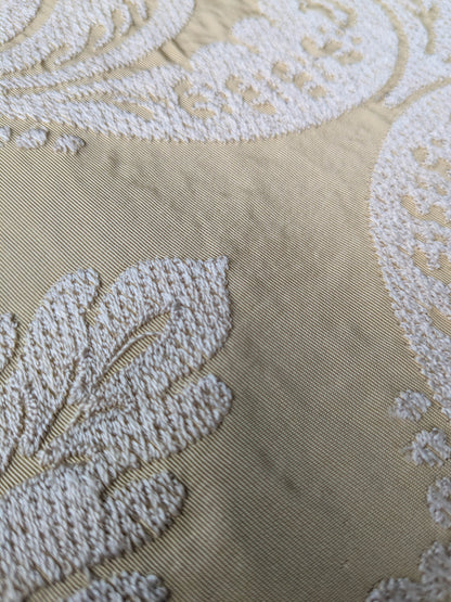 Lovelace Embroidery Renaissance Damask Silk Faille Fabric - Light Gold - By The Yard