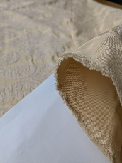 Lovelace Embroidery Renaissance Damask Silk Faille Fabric - Light Gold - By The Yard