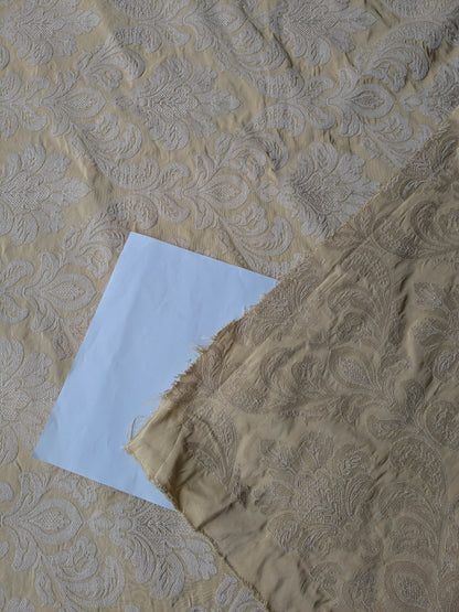 Lovelace Embroidery Renaissance Damask Silk Faille Fabric - Light Gold - By The Yard