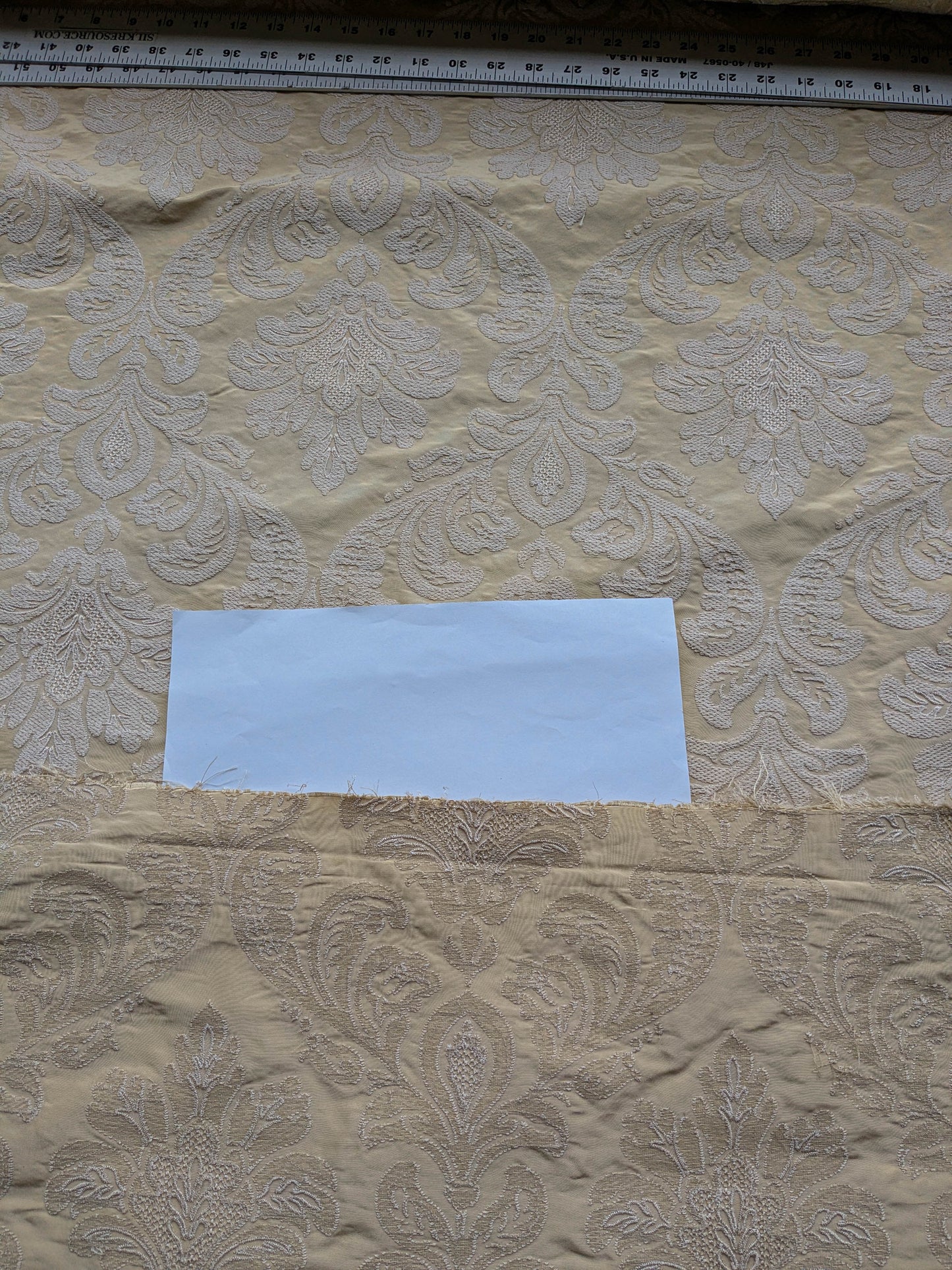 Lovelace Embroidery Renaissance Damask Silk Faille Fabric - Light Gold - By The Yard