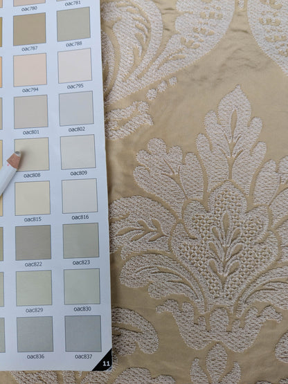 Lovelace Embroidery Renaissance Damask Silk Faille Fabric - Light Gold - By The Yard