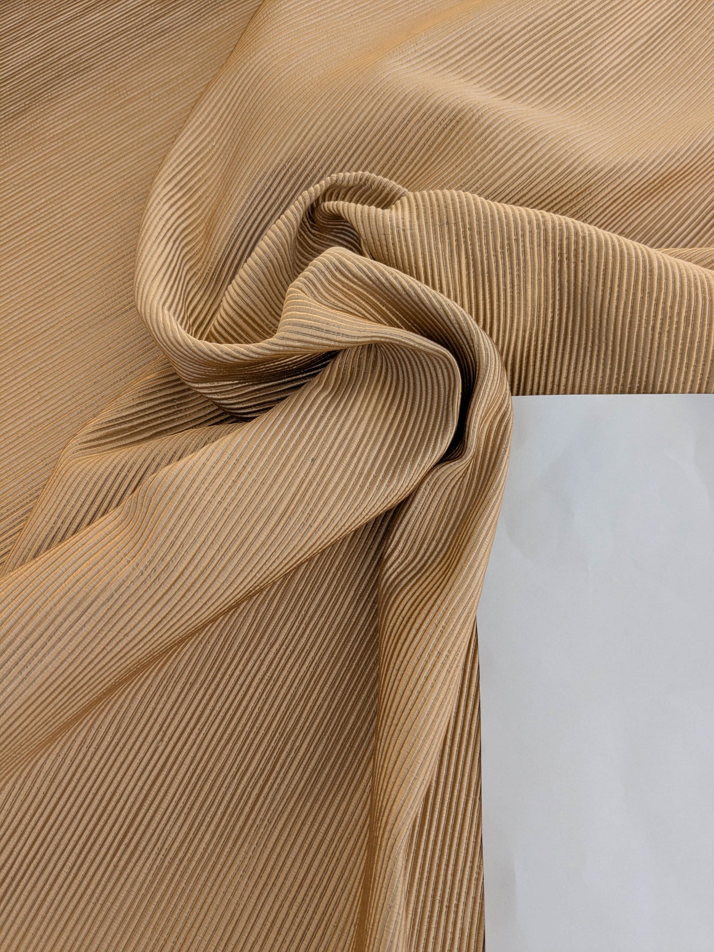 Tapestry Silk Ottoman Almond Wide Ribbed Fabric - Golden -  By The Yard