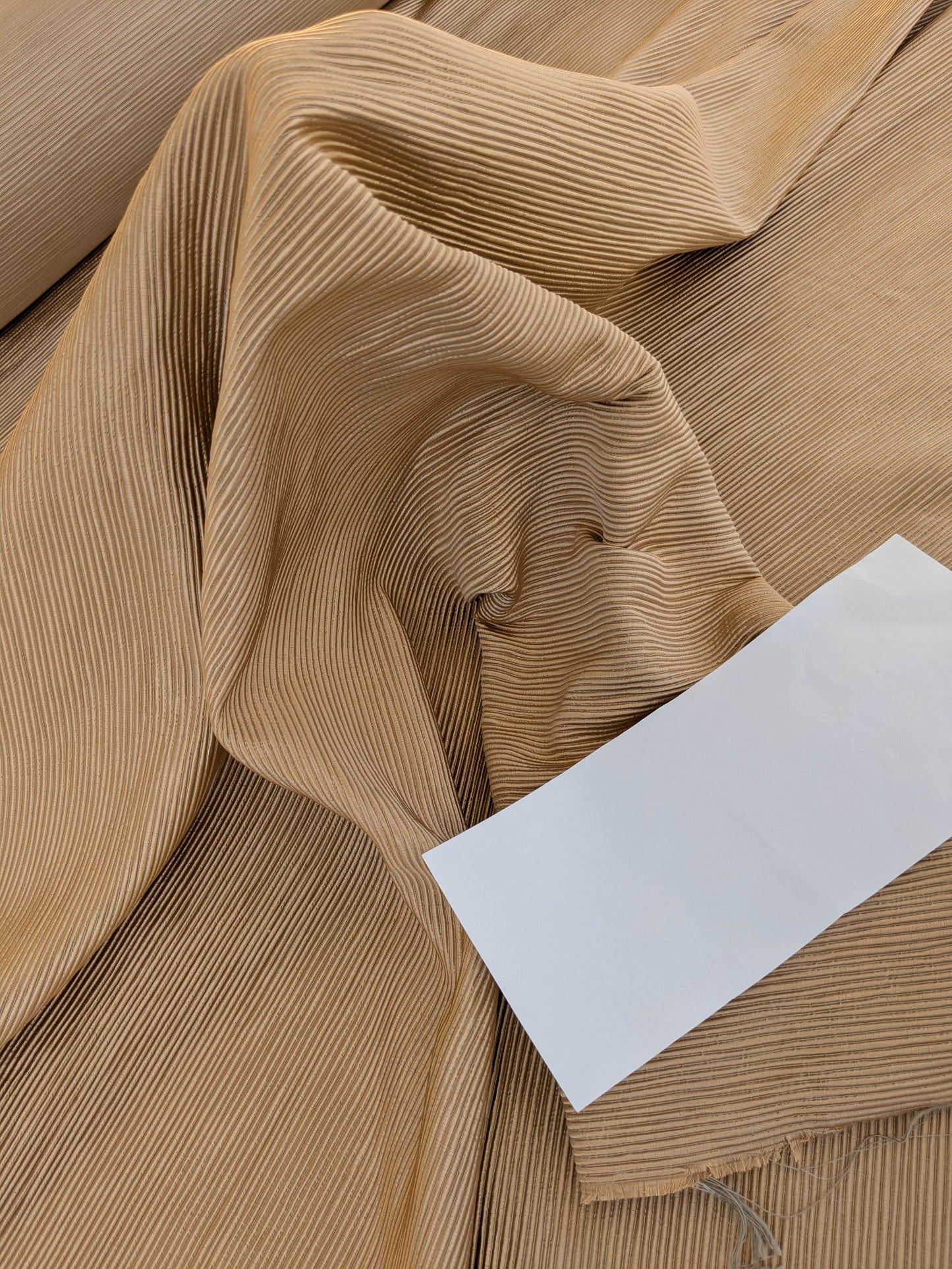 Tapestry Silk Ottoman Almond Wide Ribbed Fabric - Golden -  By The Yard