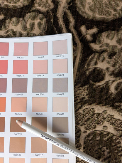 Magnifique Garden Scroll Cut Silk Velvet Smoke Fawn Brown Olive Green MSRP USD 1000+