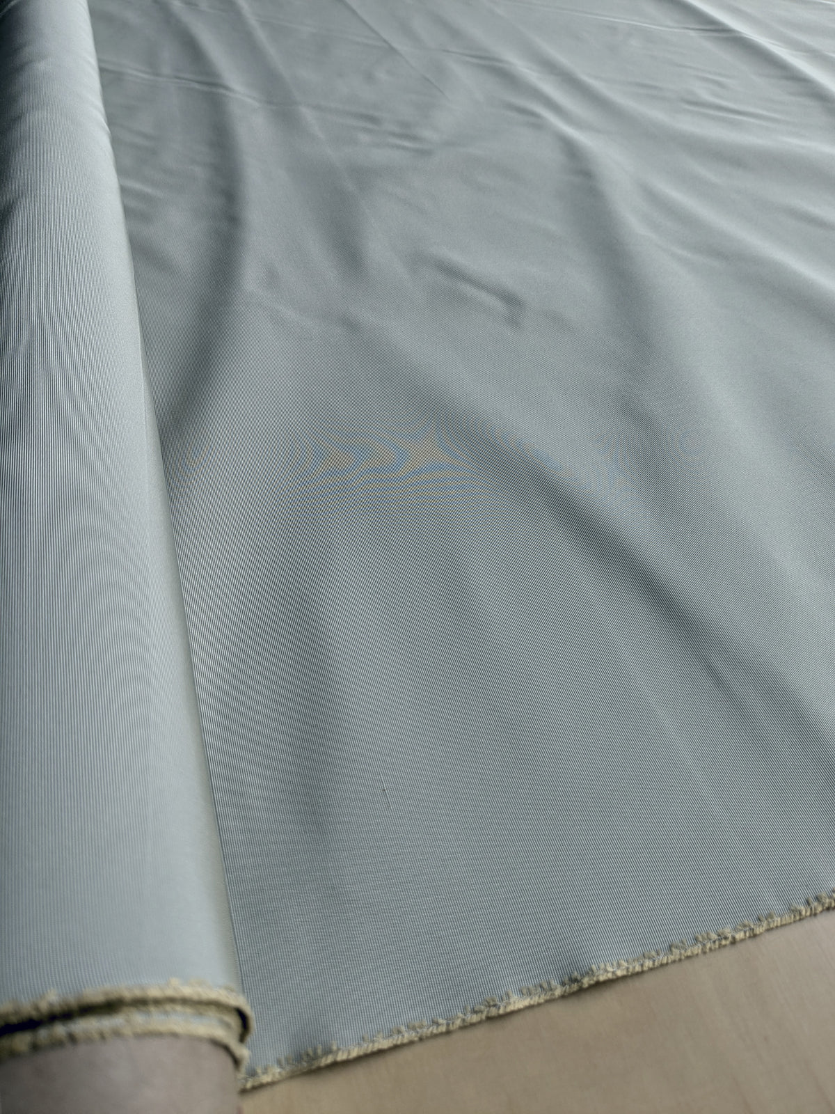 Corringham Foggy Green Thick Crisp Silk Faille High End Fabric - Green - By The Yard