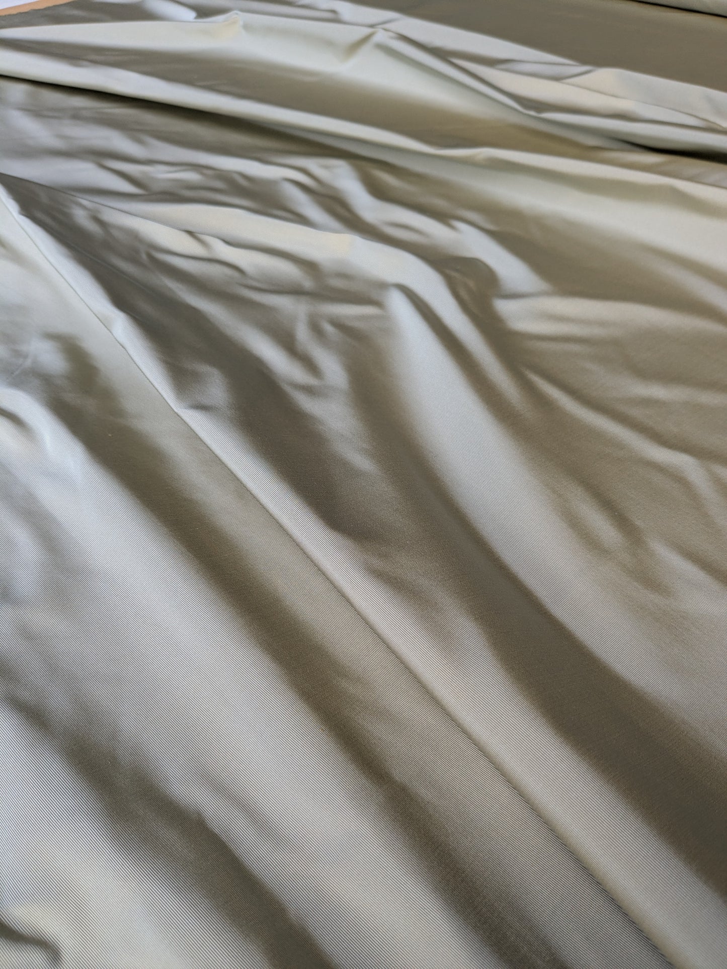 Corringham Foggy Green Thick Crisp Silk Faille High End Fabric - Green - By The Yard