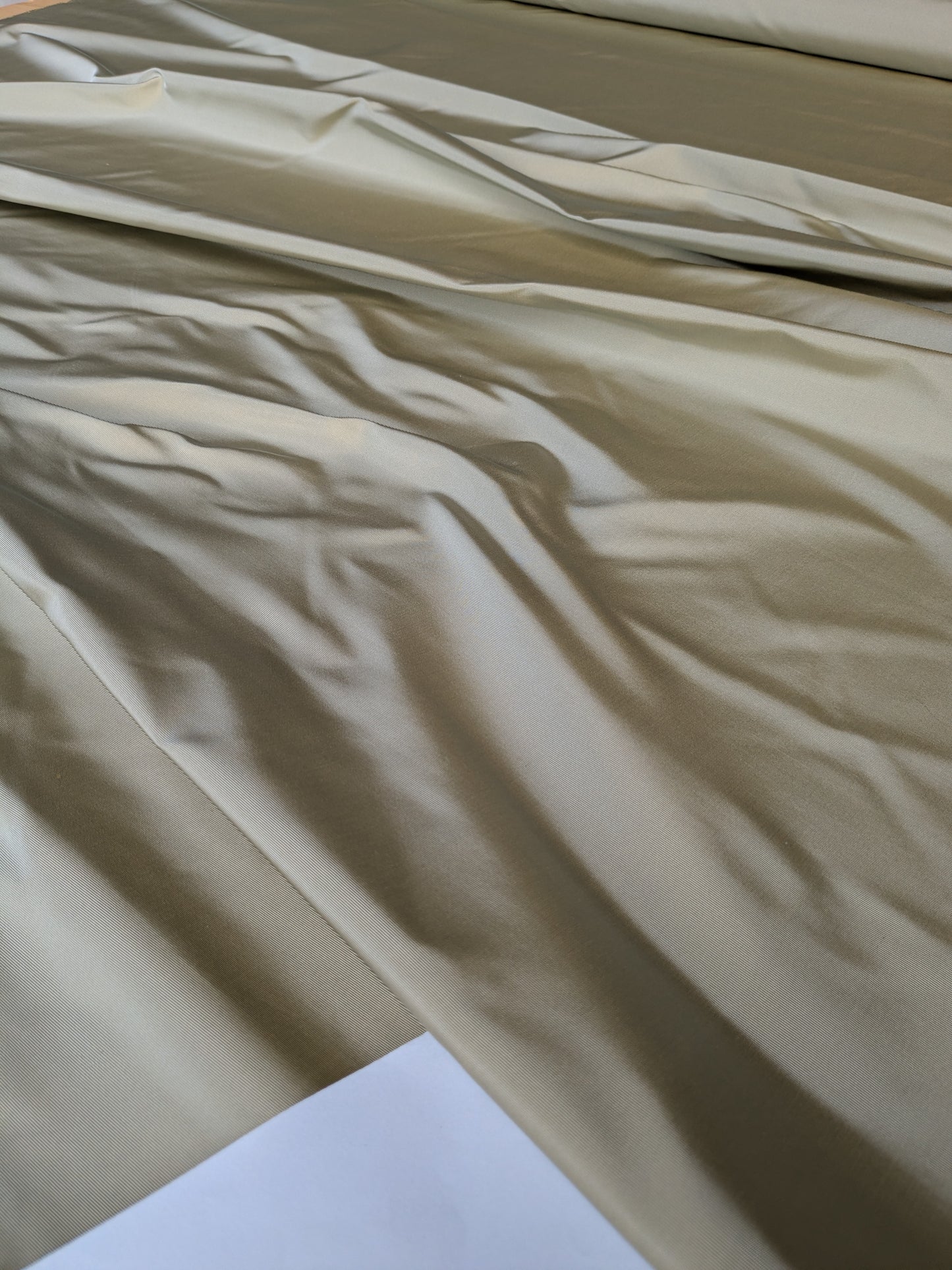 Corringham Foggy Green Thick Crisp Silk Faille High End Fabric - Green - By The Yard