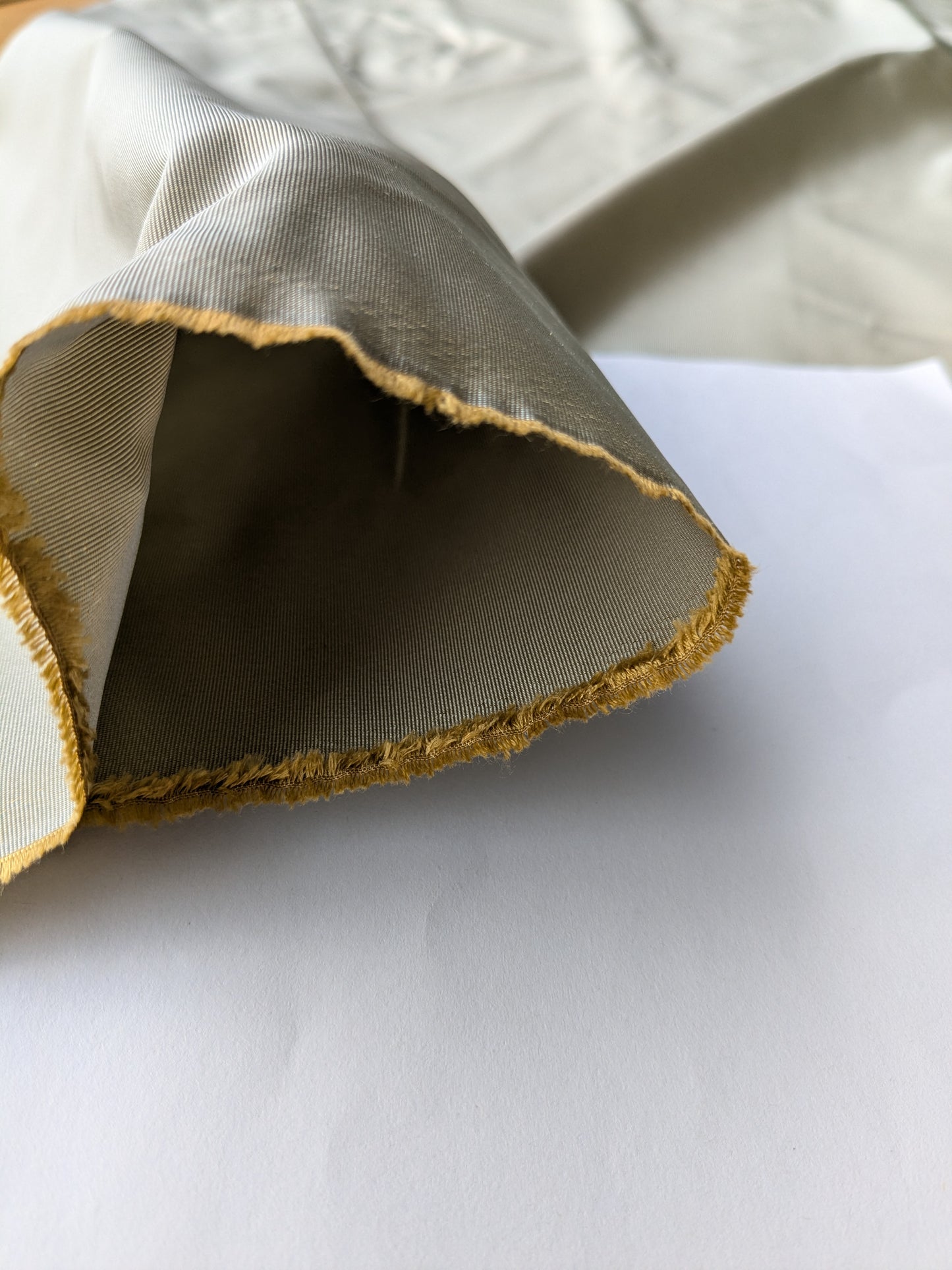 Corringham Foggy Green Thick Crisp Silk Faille High End Fabric - Green - By The Yard