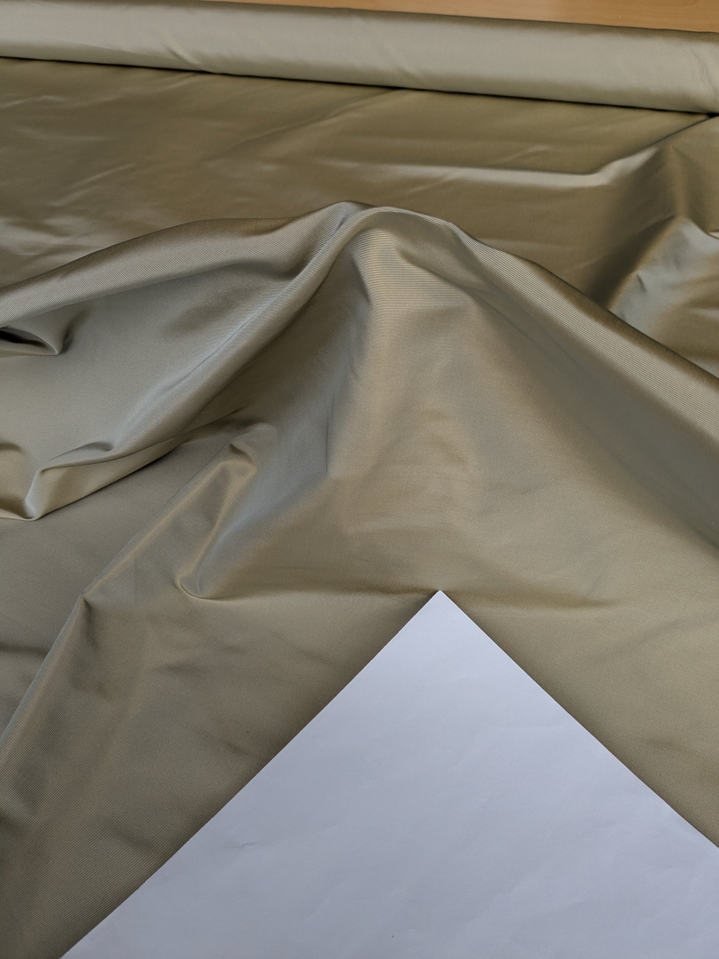 Corringham Foggy Green Thick Crisp Silk Faille High End Fabric - Green - By The Yard