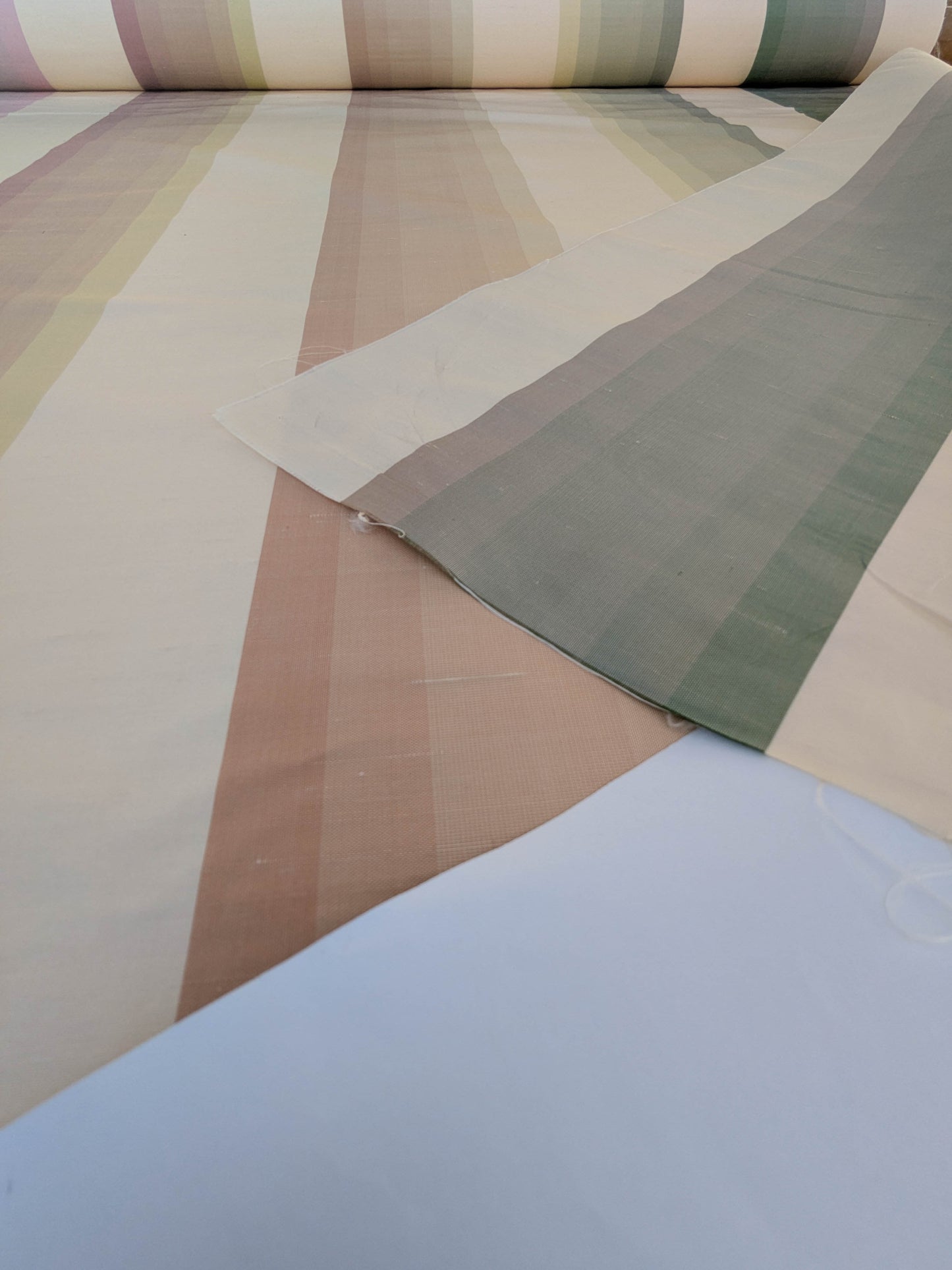 Scalamandre  Mardi Gras Ii Multi Rainbow Stripe Silk Taffeta Pink Green Purple Beige Ombre MSRP USD 180/Y