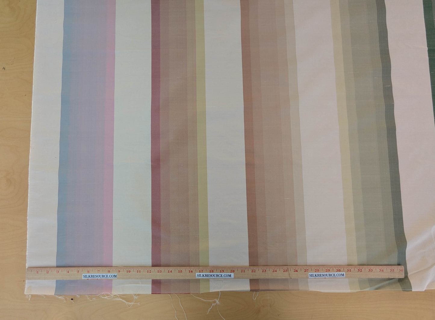 Scalamandre  Mardi Gras Ii Multi Rainbow Stripe Silk Taffeta Pink Green Purple Beige Ombre MSRP USD 180/Y