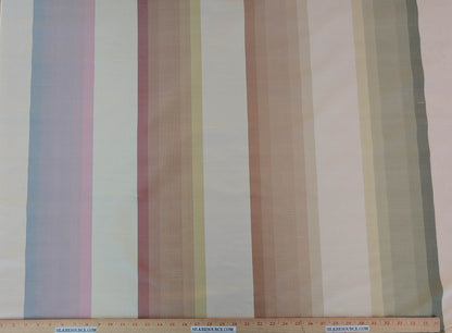 Scalamandre  Mardi Gras Ii Multi Rainbow Stripe Silk Taffeta Pink Green Purple Beige Ombre MSRP USD 180/Y