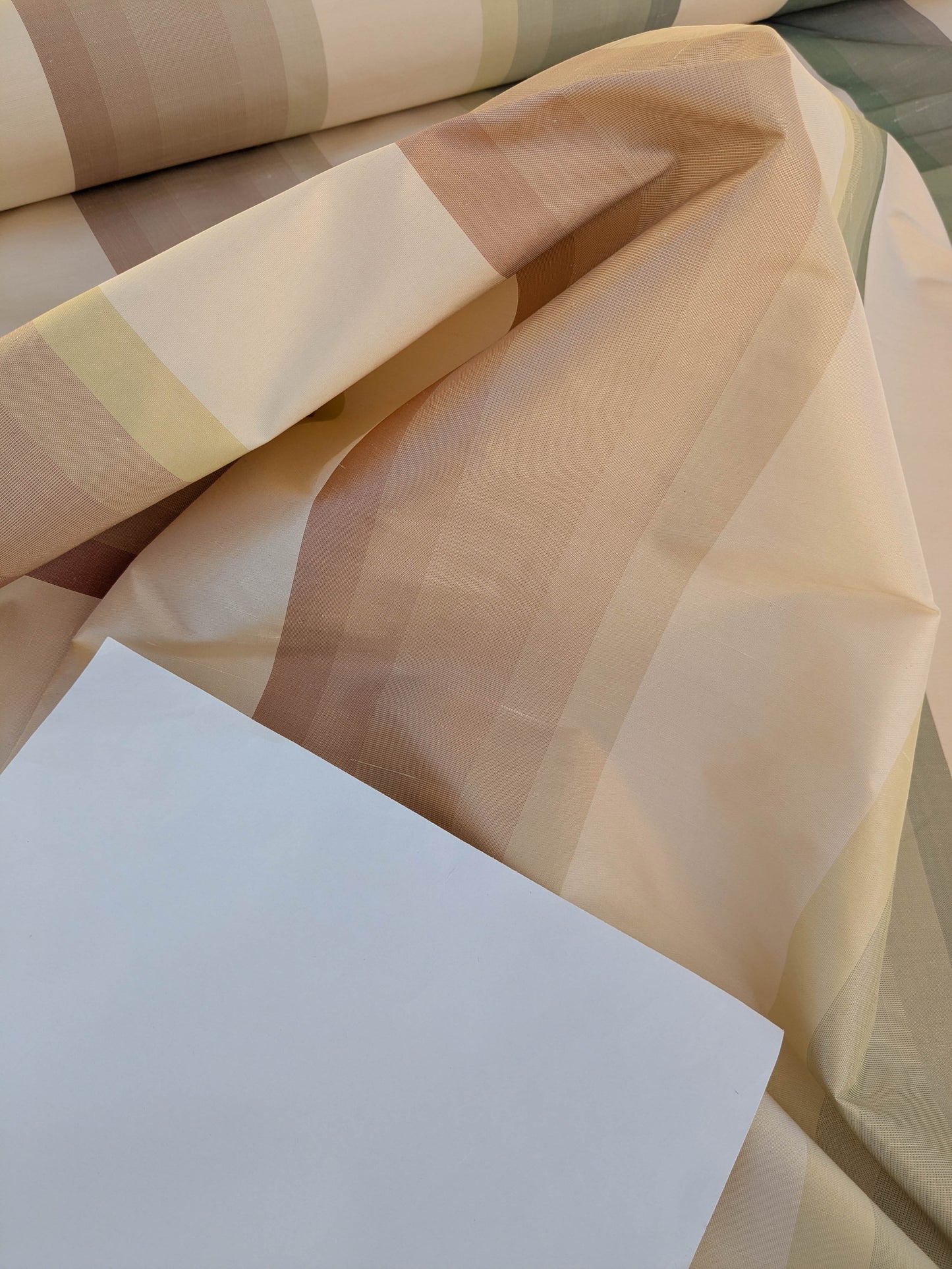 Scalamandre  Mardi Gras Ii Multi Rainbow Stripe Silk Taffeta Pink Green Purple Beige Ombre MSRP USD 180/Y