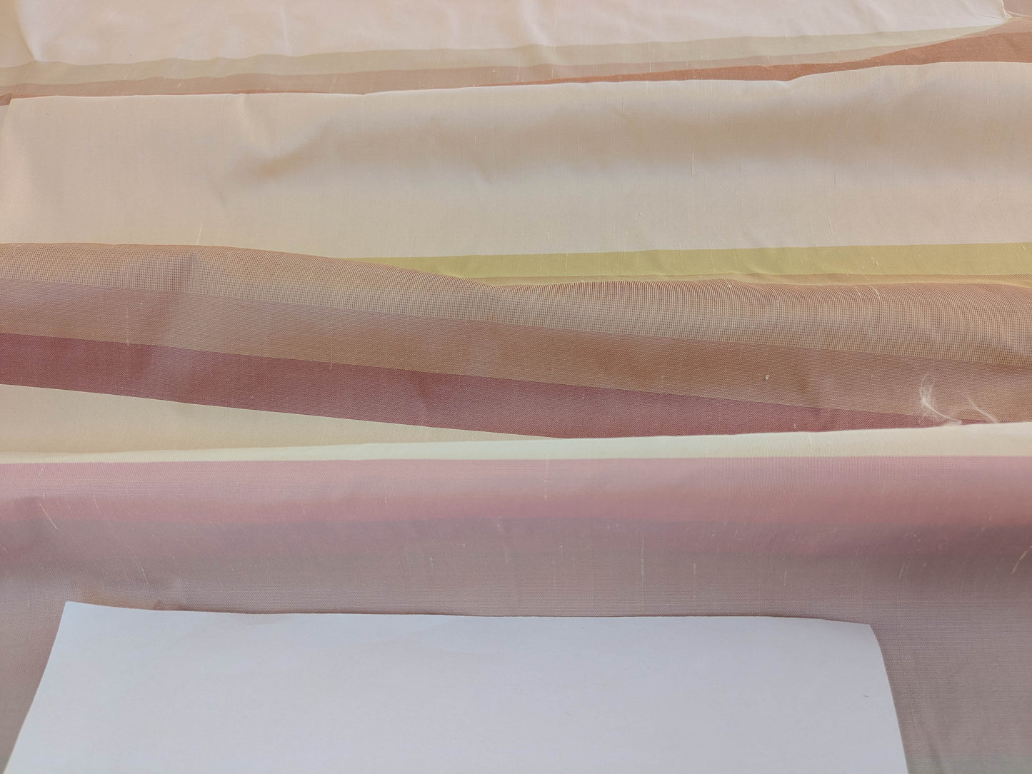 Scalamandre  Mardi Gras Ii Multi Rainbow Stripe Silk Taffeta Pink Green Purple Beige Ombre MSRP USD 180/Y