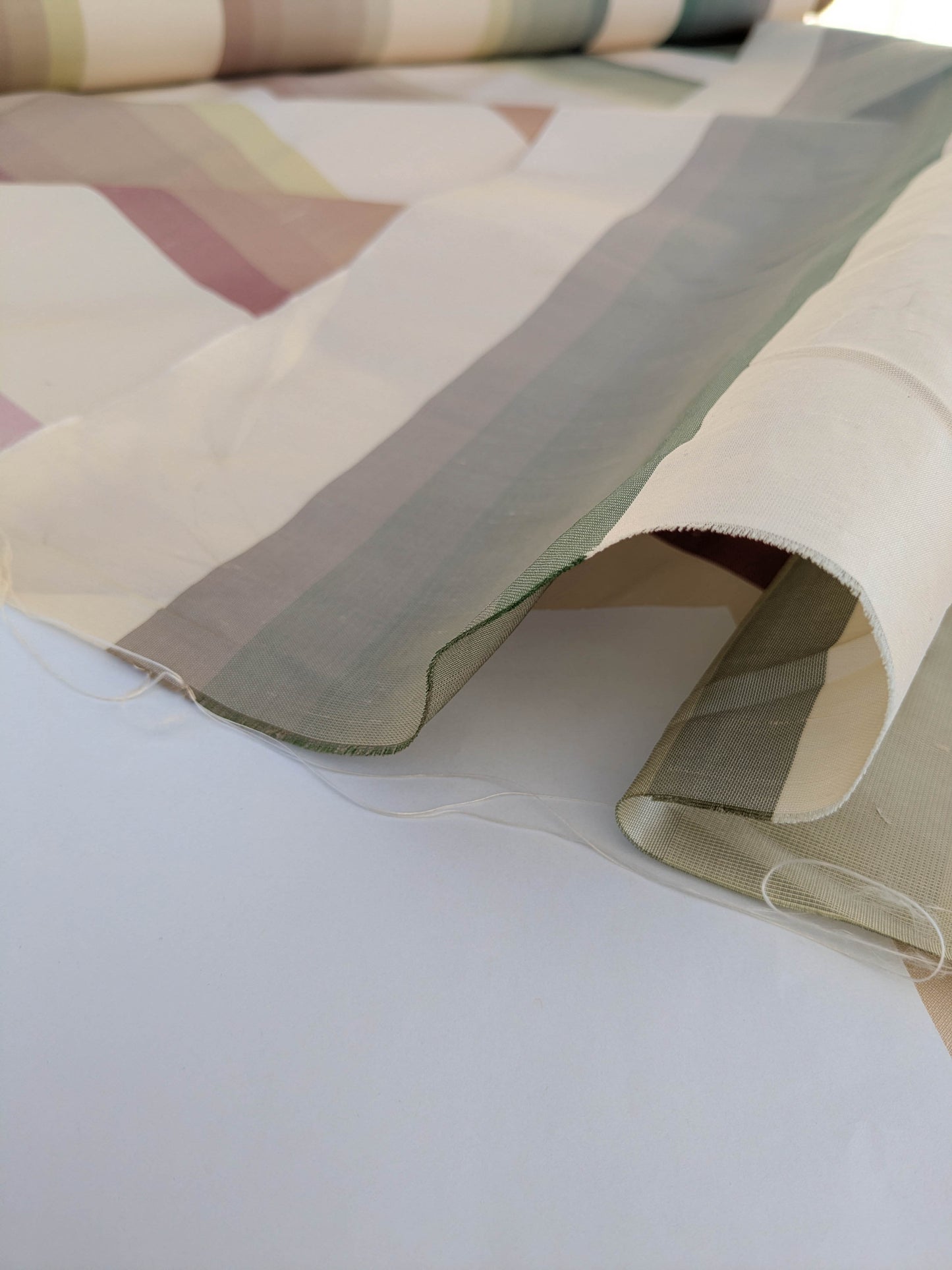 Scalamandre  Mardi Gras Ii Multi Rainbow Stripe Silk Taffeta Pink Green Purple Beige Ombre MSRP USD 180/Y