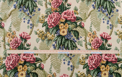 Scalamandre Old World Weavers Romsey Multi/ Creme  Cotton Floral Print Fabric - White - By The Yard