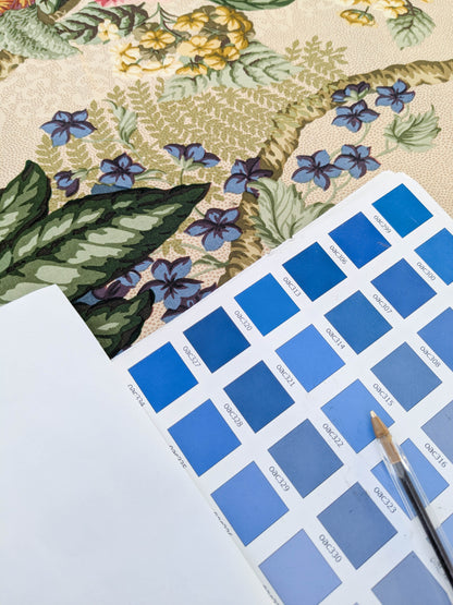 Scalamandre Old World Weavers Romsey Multi/ Creme  Cotton Floral Print Fabric - White - By The Yard