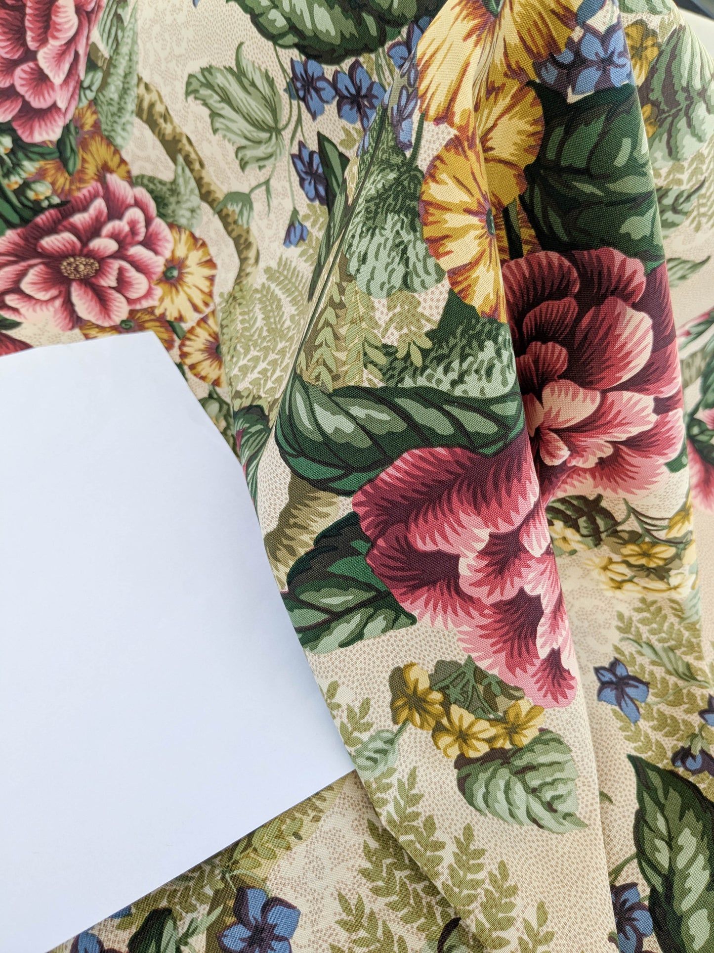 Scalamandre Old World Weavers Romsey Multi/ Creme  Cotton Floral Print Fabric - White - By The Yard