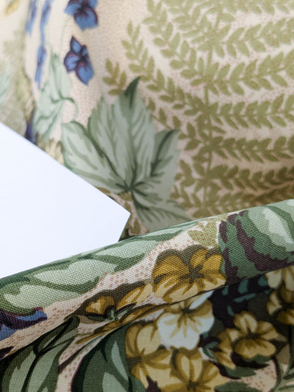 Scalamandre Old World Weavers Romsey Multi/ Creme  Cotton Floral Print Fabric - White - By The Yard