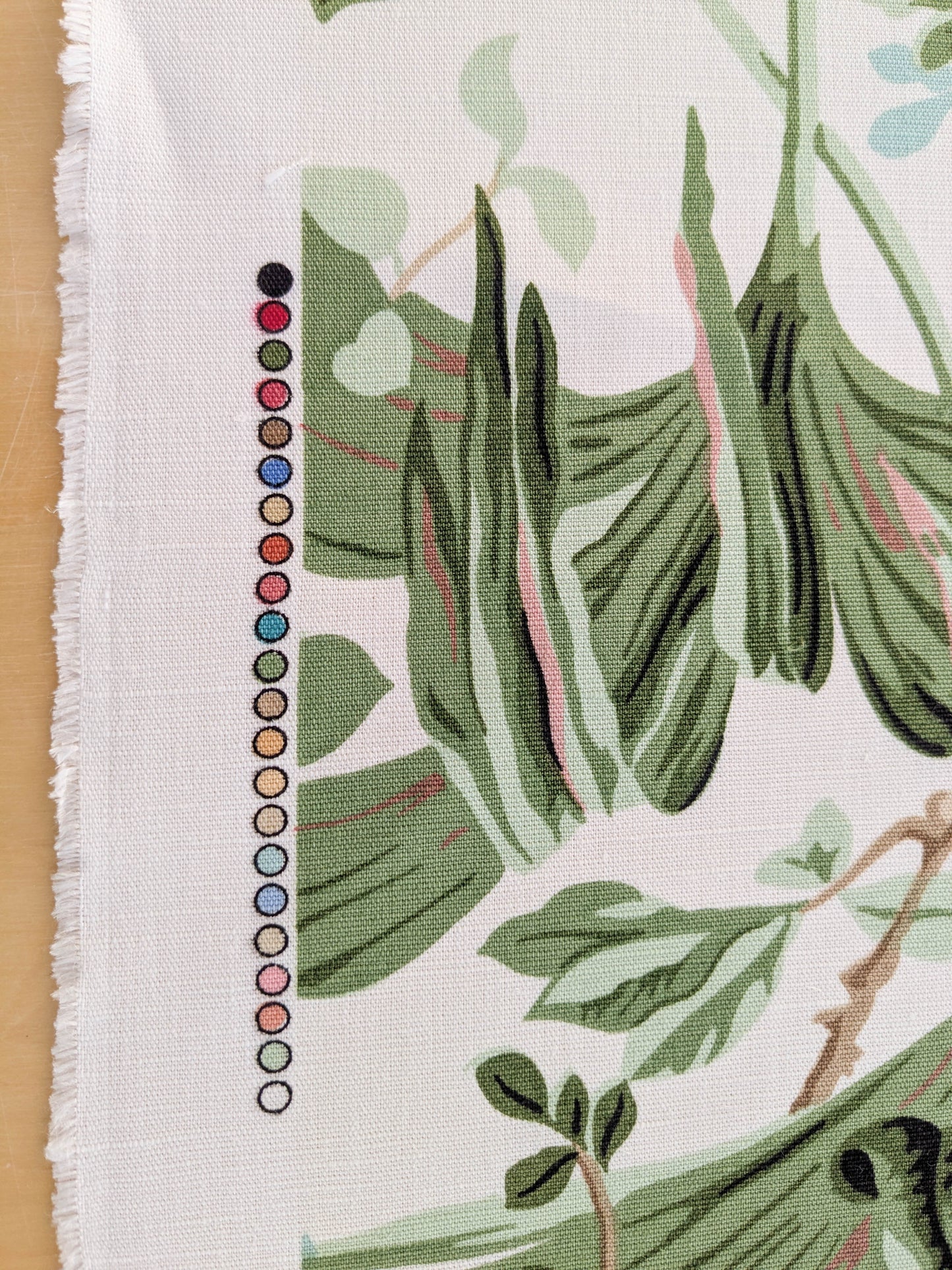 Historical Bella Flora Tropical Floral Chintz Linen Cotton Print Fabric- Pink on White - By The Yard