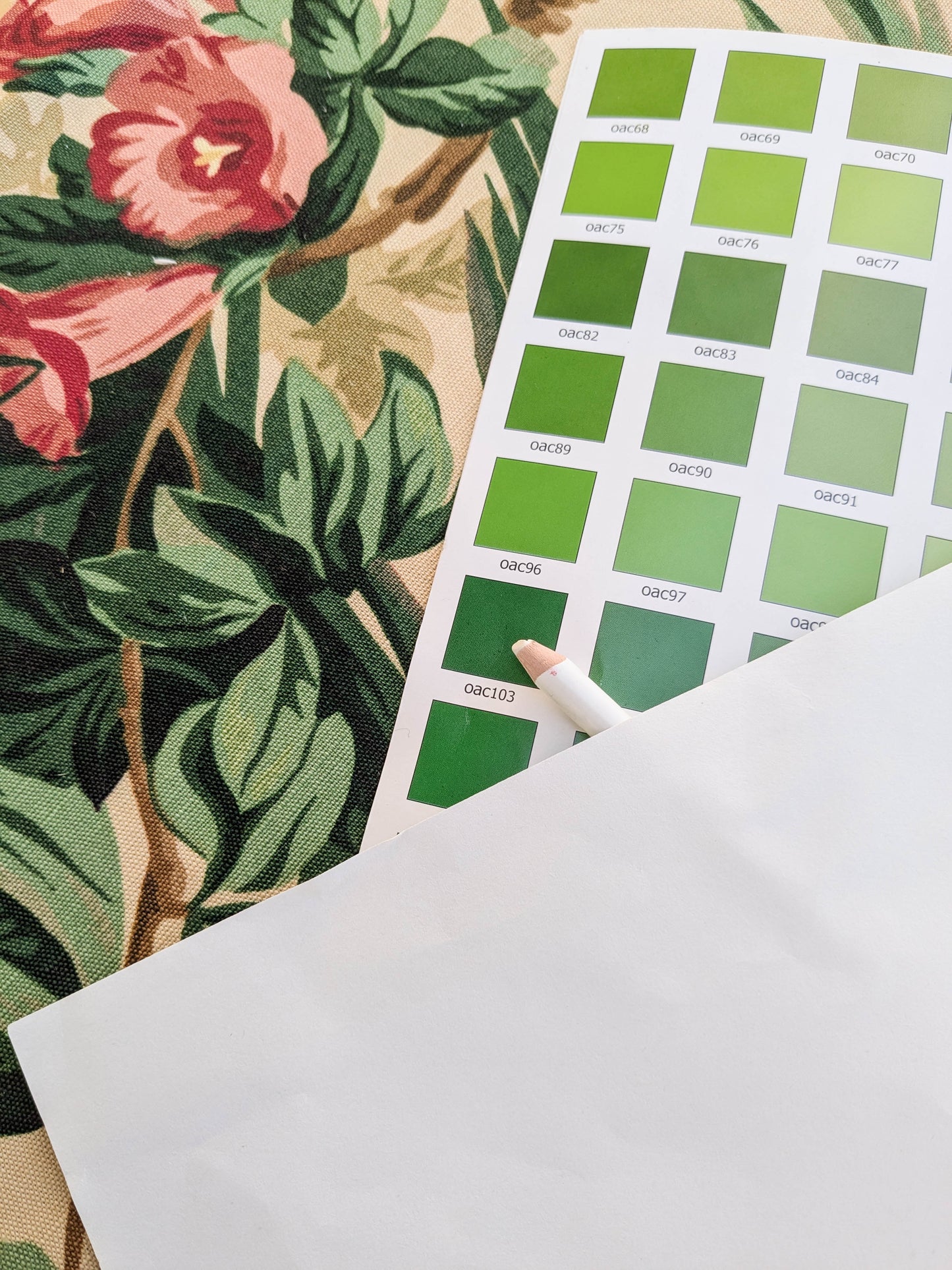 Historical Bella Flora Tropical Floral Chintz Linen Cotton Print Fabric- Pink on  Beige - By The Yard