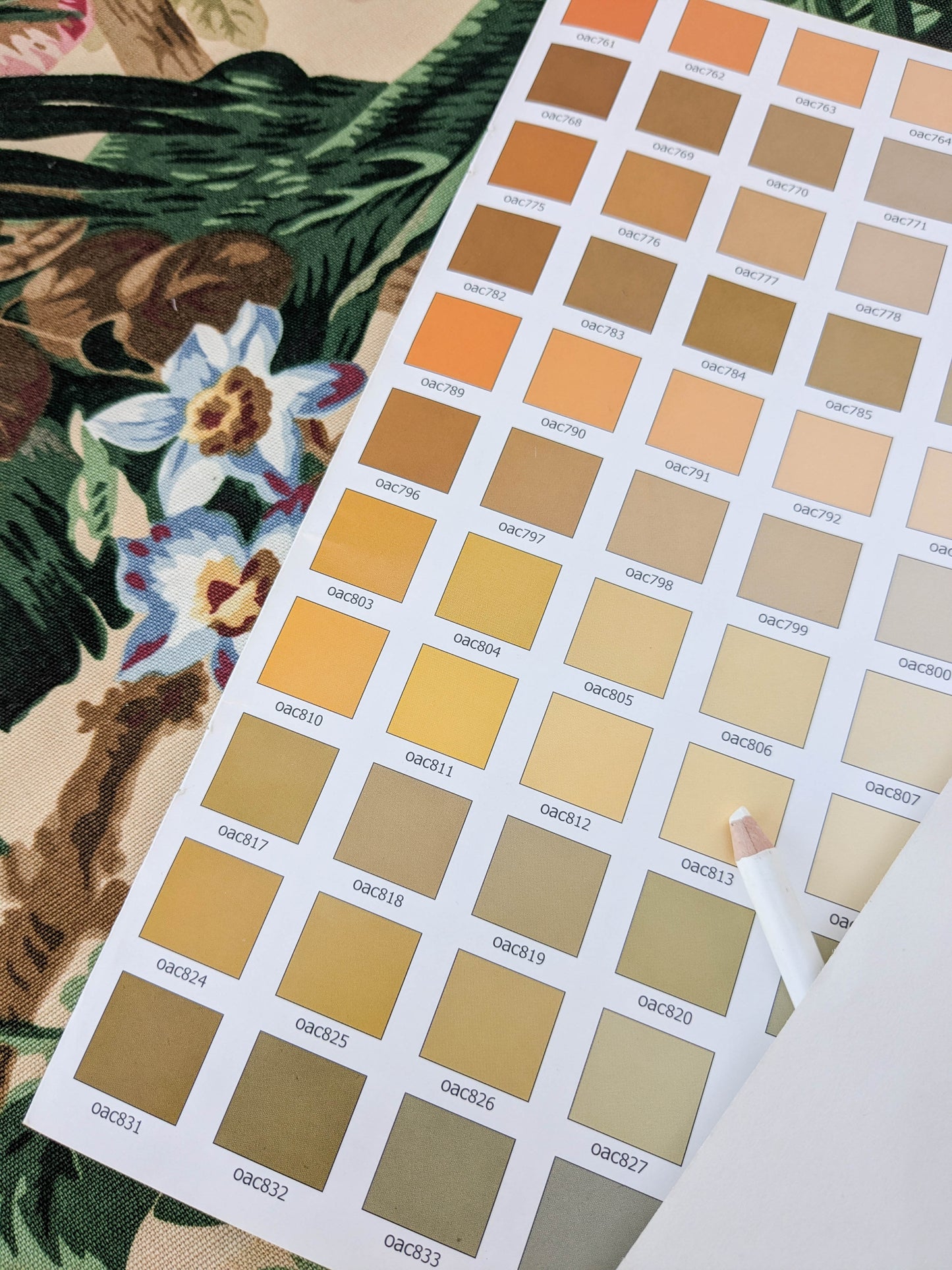 Historical Bella Flora Tropical Floral Chintz Linen Cotton Print Fabric- Pink on  Beige - By The Yard