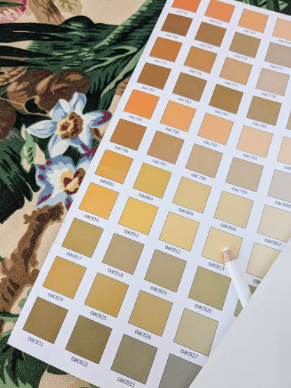 Historical Bella Flora Tropical Floral Chintz Linen Cotton Print Fabric- Pink on  Beige - By The Yard