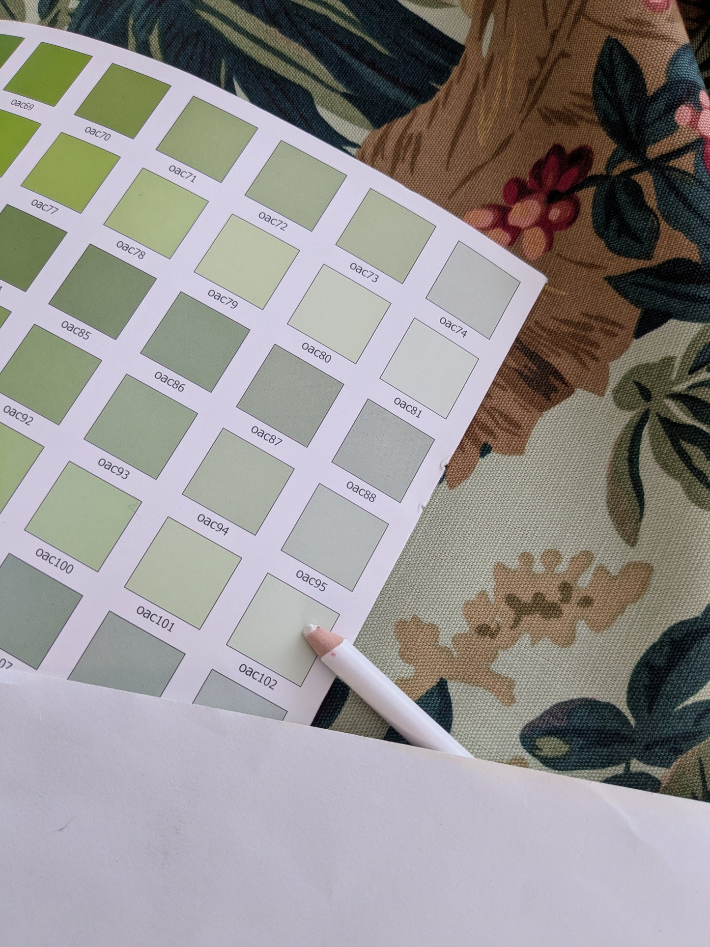 Historical Bella Flora Tropical Floral Chintz Linen Cotton Print Fabric- Pink on Green - By The Yard