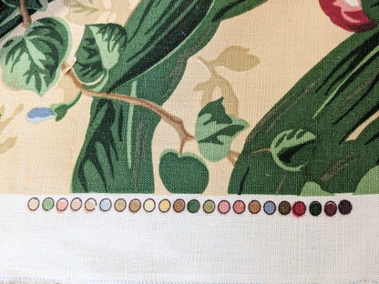 Historical Bella Flora Tropical Floral Chintz Linen Cotton Print Fabric- Pink on  Beige - By The Yard