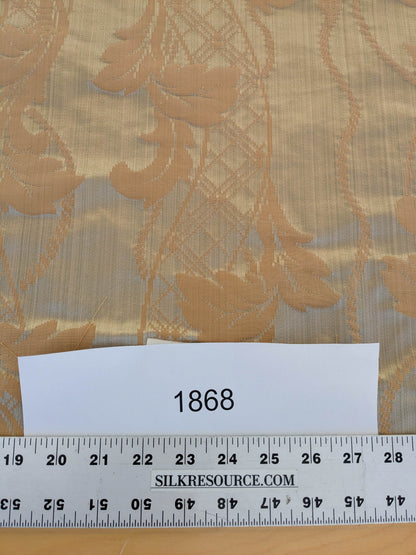 Tuscany Acanthus Silk Damask Stripe - Gold Pale Sage  - By The Yard