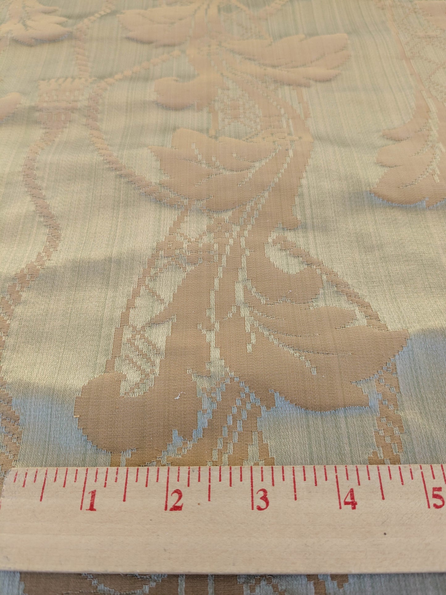 Tuscany Acanthus Silk Damask Stripe - Gold Pale Sage  - By The Yard