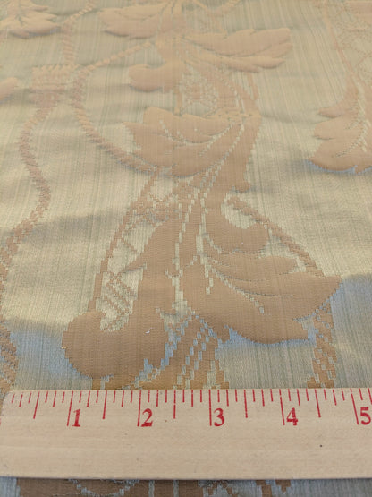 Tuscany Acanthus Silk Damask Stripe - Gold Pale Sage  - By The Yard