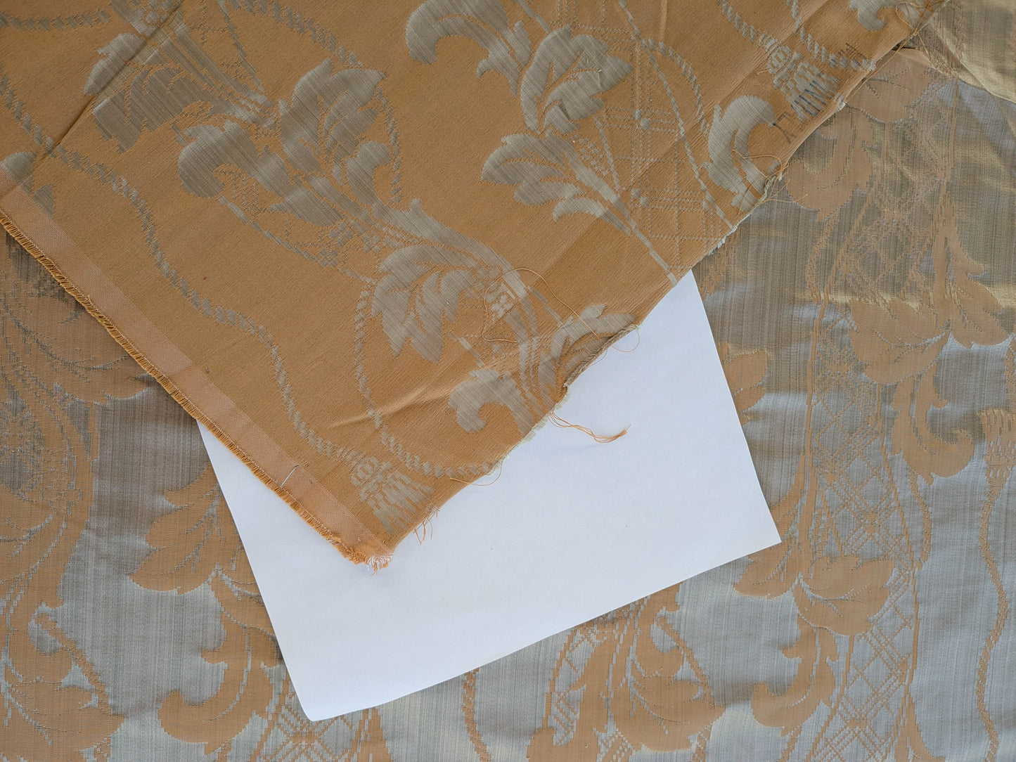 Tuscany Acanthus Silk Damask Stripe - Gold Pale Sage  - By The Yard