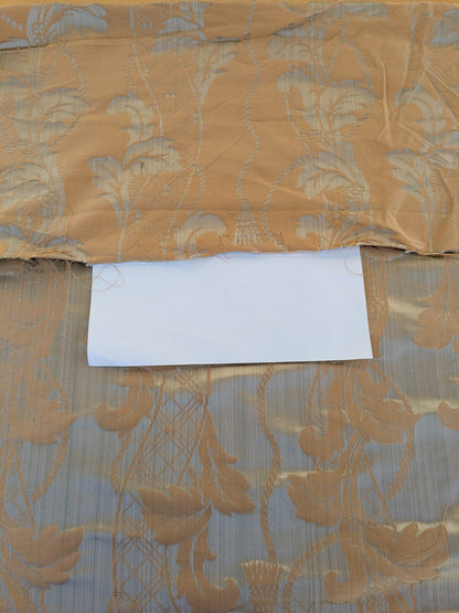 Tuscany Acanthus Silk Damask Stripe - Gold Pale Sage  - By The Yard