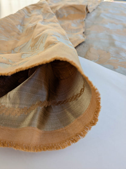 Tuscany Acanthus Silk Damask Stripe - Gold Pale Sage  - By The Yard